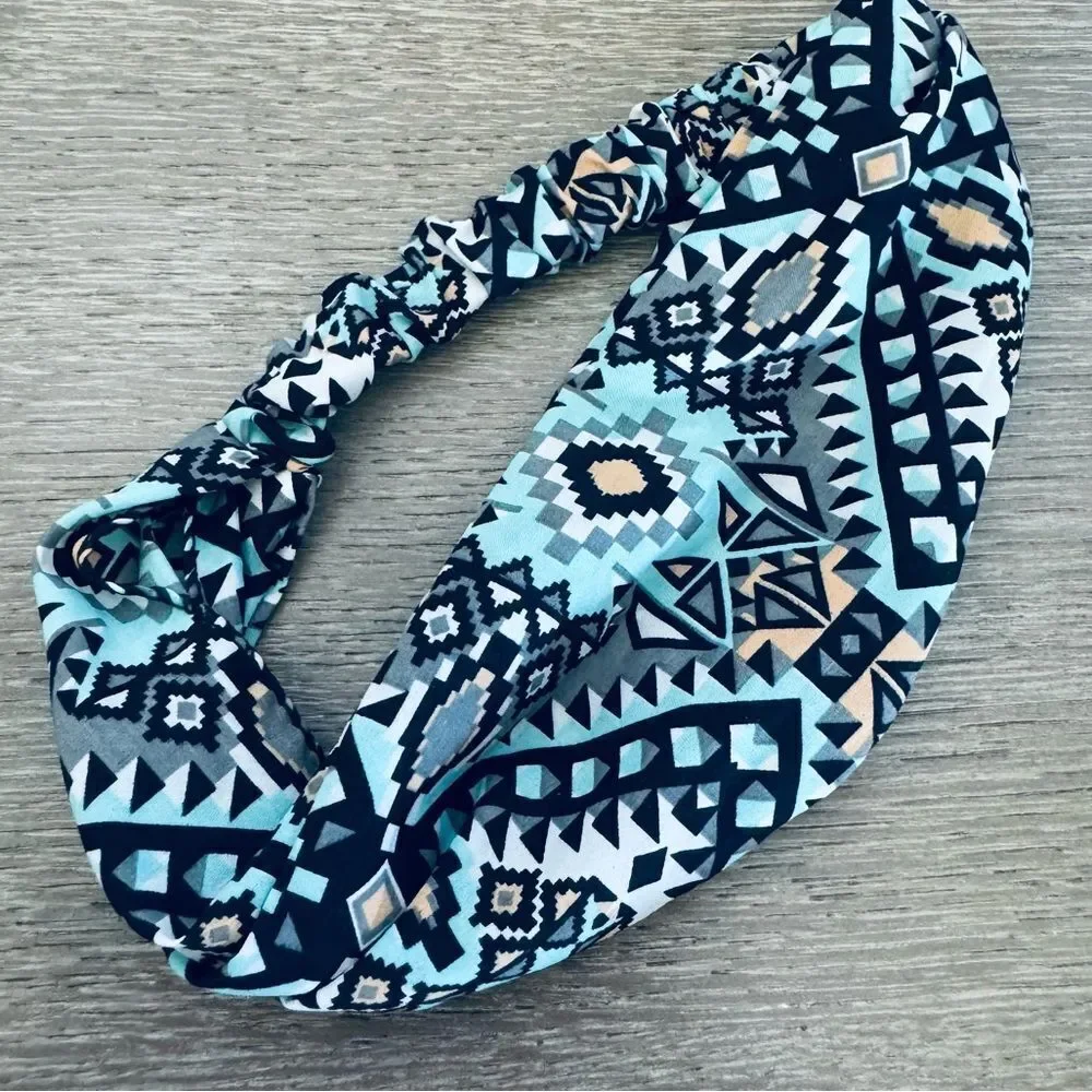Headband Boho Aztec Tribal Print Hair Wrap Accessory